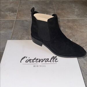 BNIB L'INTERVALLE Black Suede Teesha Chelsea Ankle Boots